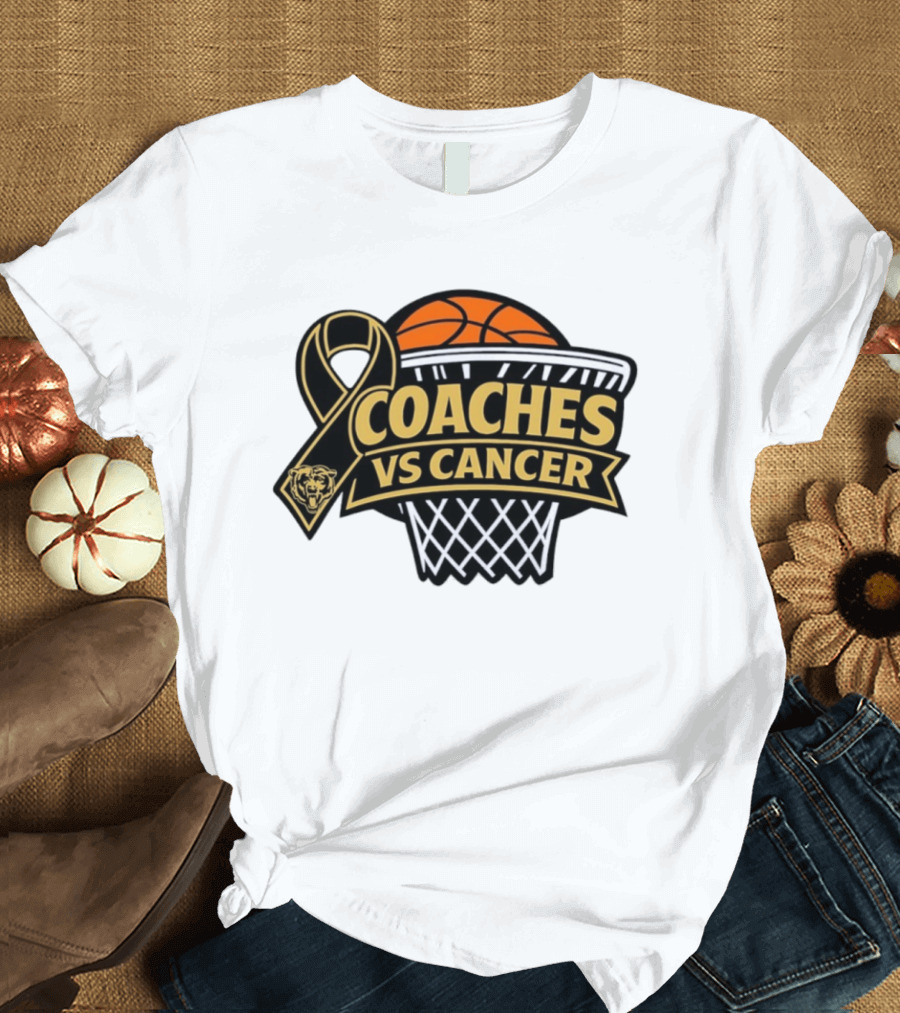 Coaches Vs Cancer Chicago Bears Basketball Ribbon Collaboration T-Shirt
