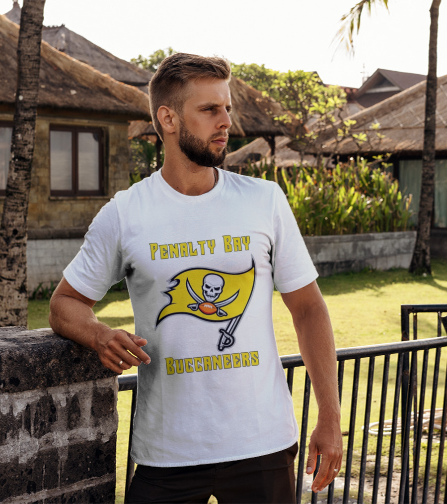 Penalty Bay Buccaneers Yellow Flag Football Skull Swords T-Shirt