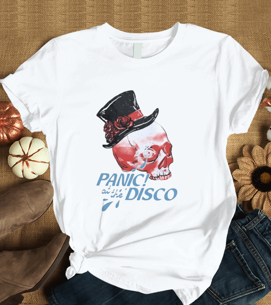 Panic At The Disco Skull Top Hat Roses T-Shirt