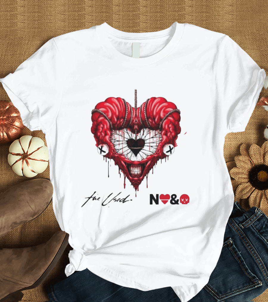 The Used In Love And Death Reimagined Heart Skull Dripping Inkprint T-Shirt