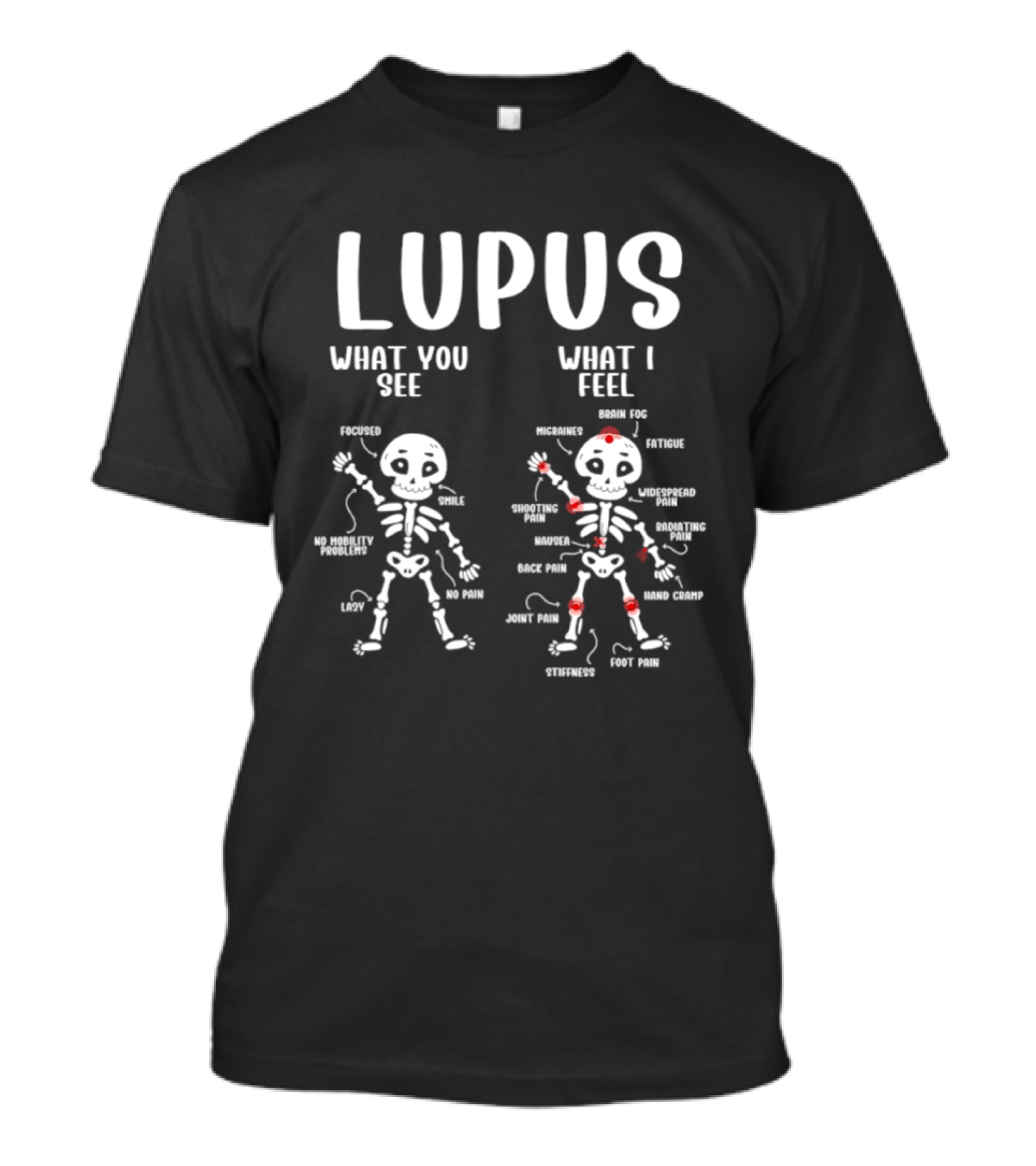 Lupus Awareness Skeleton Diagram What You See What I Feel Pain Points T-Shirt
