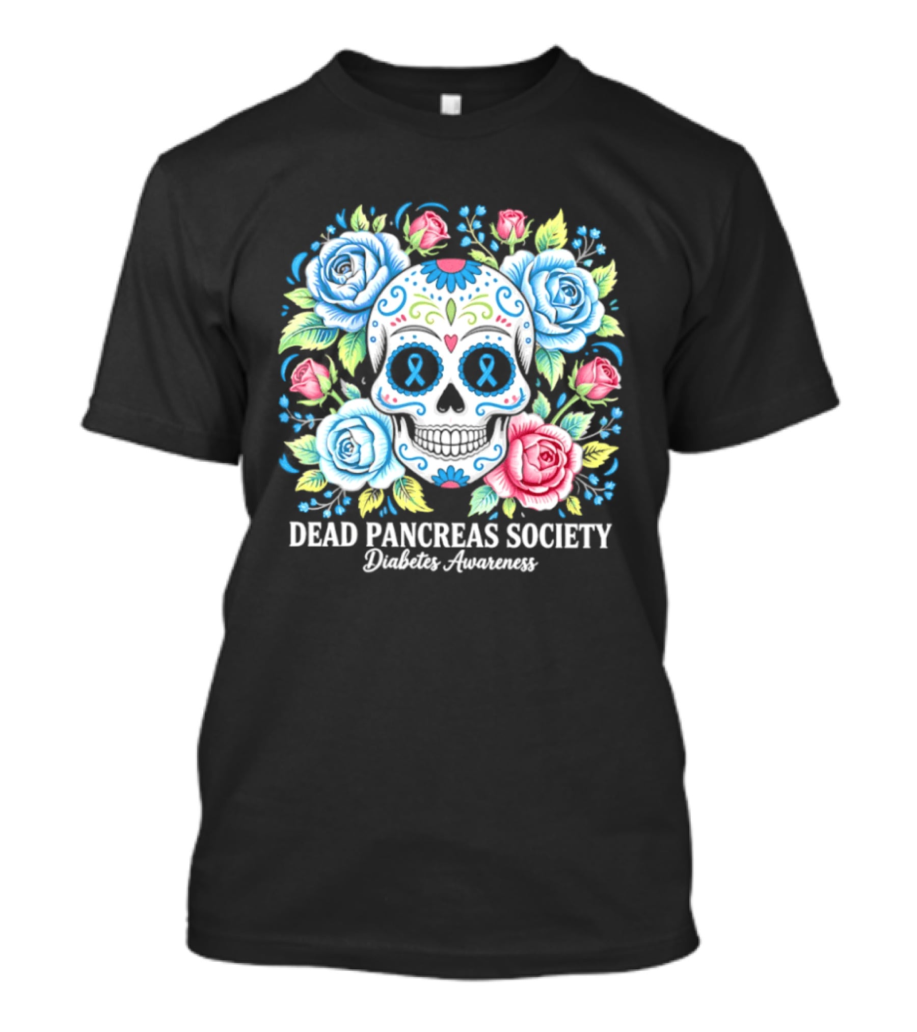 Dead Pancreas Society Skull Flower Diabetes Awareness T-Shirt