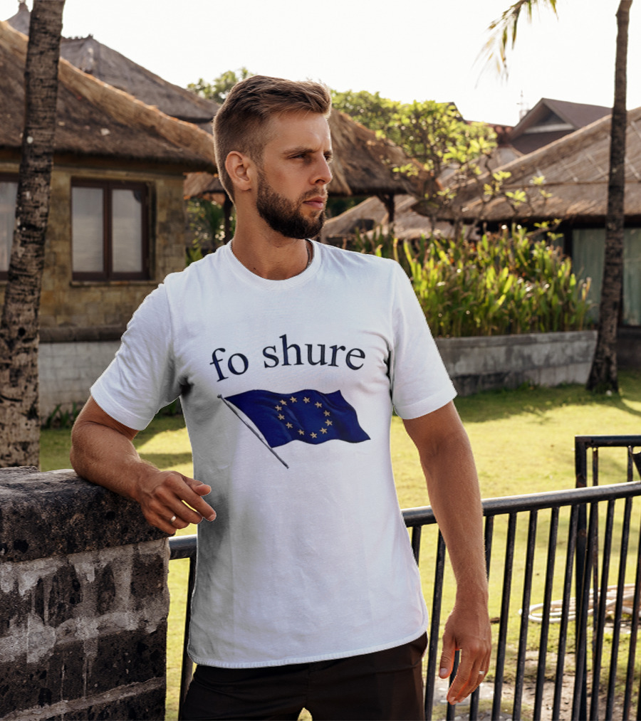 Fo Shure EU Flag Europe Stars Waving Banner T-Shirt