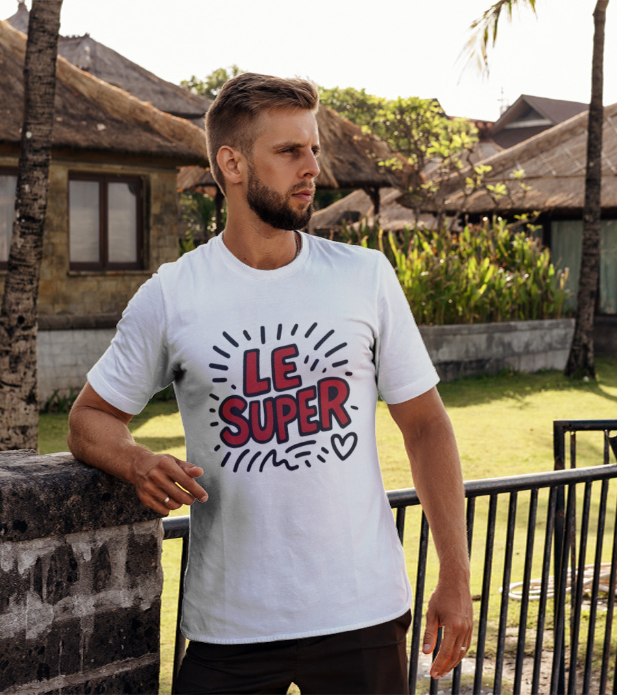 Le Super Text With Doodle Heart And Lines T-Shirt