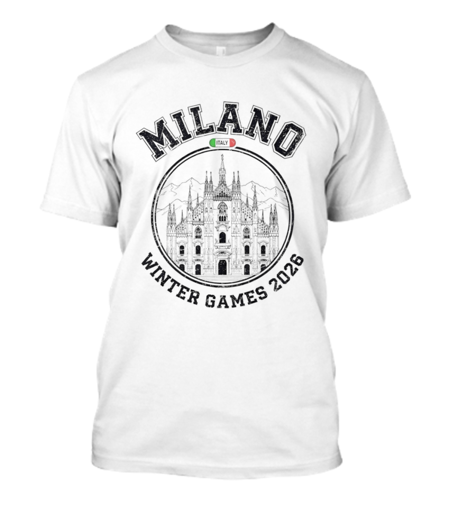 Milano Winter Games 2026 Italy Cathedral Mountains T-Shirt