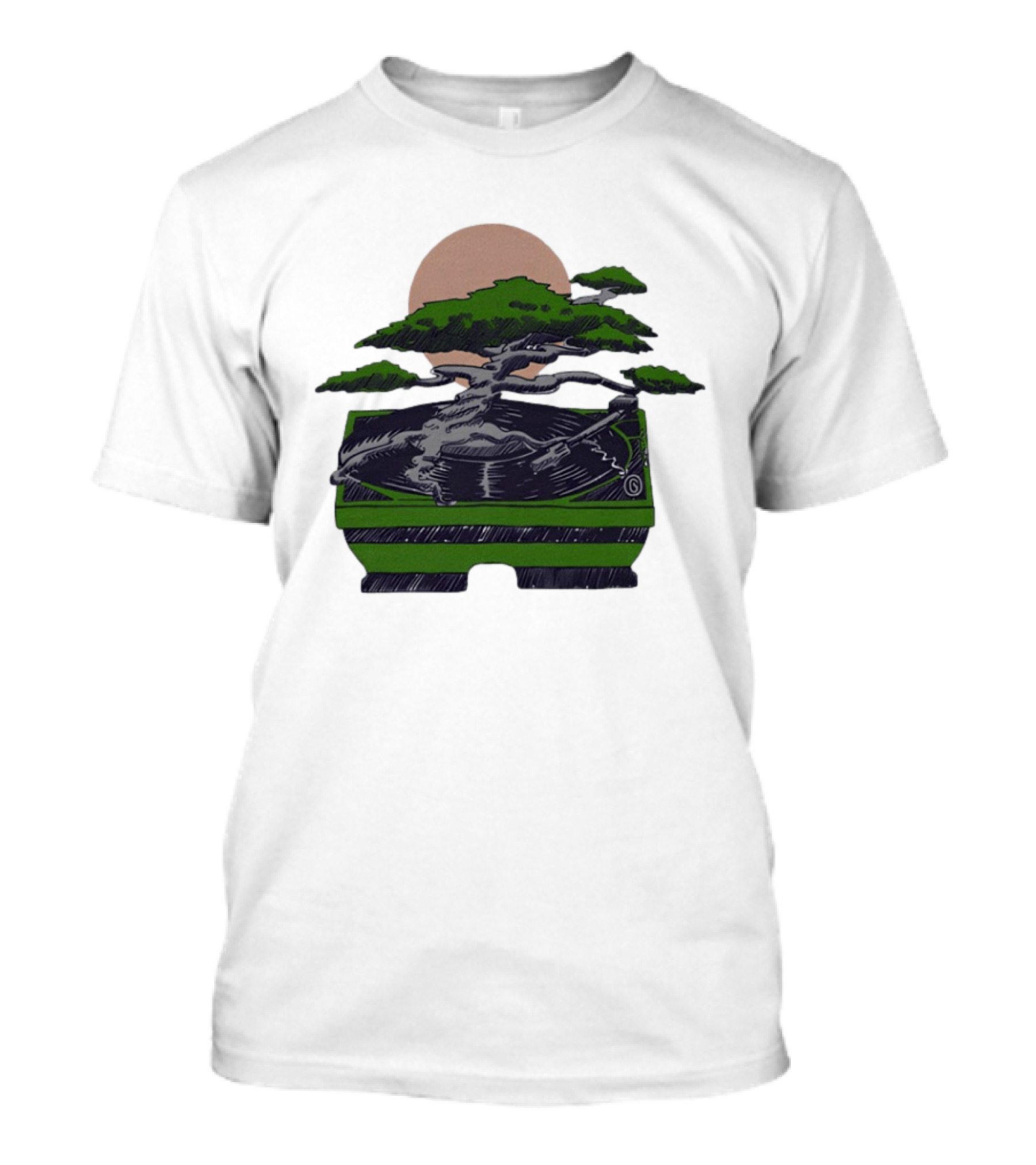 Zach Dempsey Bonsai Record Turntable Moon T-Shirt