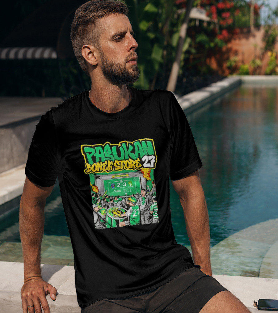 Pasukan Bonek Store 27 Persebaya Surabaya Football Fans 2 3 Match Celebration T-Shirt