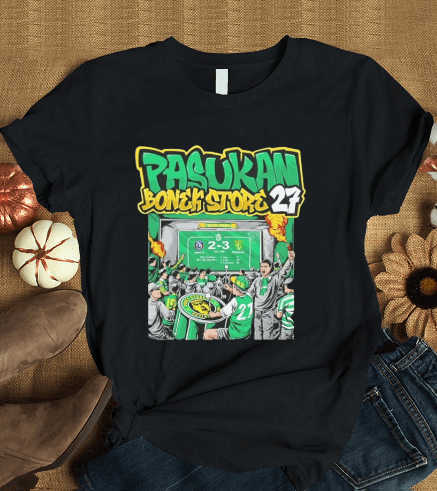 Pasukan Bonek Store 27 Persebaya Surabaya Football Fans 2 3 Match Celebration T-Shirt