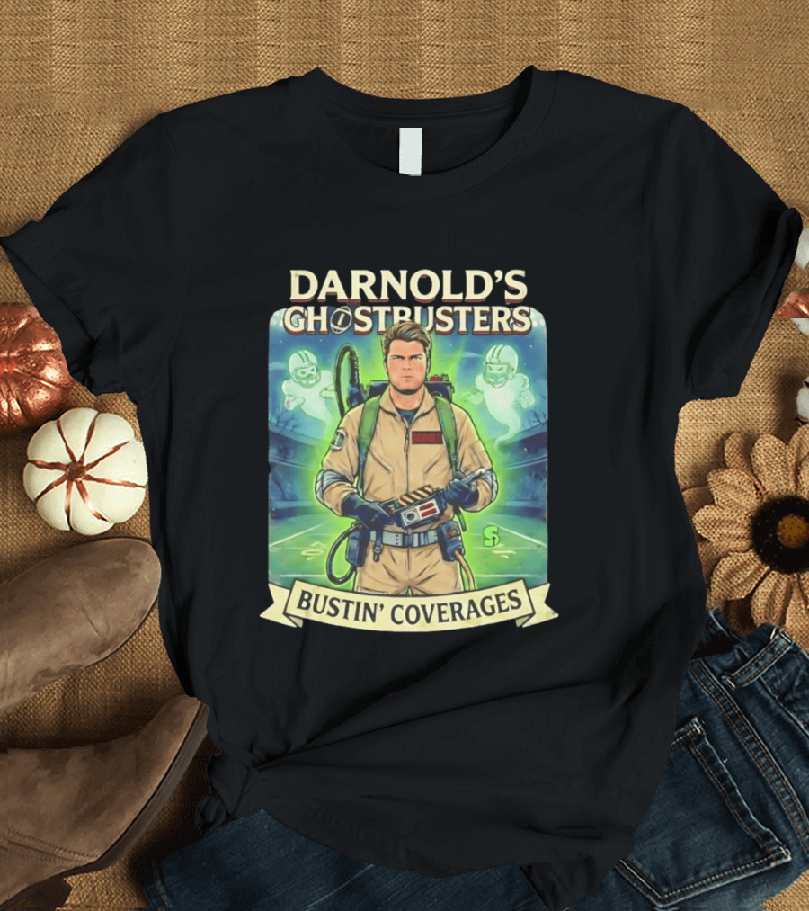 Darnold's Ghostbusters Bustin' Coverages Paranormal NFL Football Action T-Shirt
