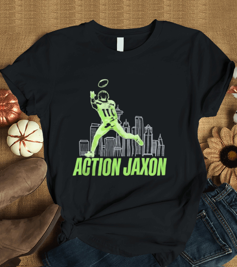 Seattle Football Jaxon Smith Njigba Action Jaxon Skyline T-Shirt
