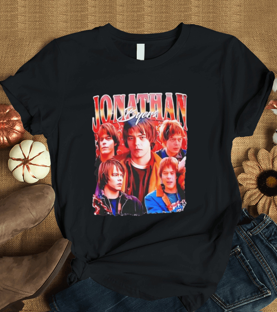 Jonathan Byers Stranger Things 90s Bootleg Vintage Style Multicolor Montage T-Shirt