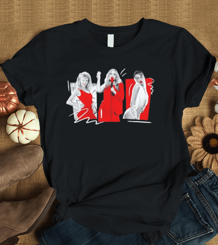 Kylie Minogue Evolution Red Outfit Collage T-Shirt