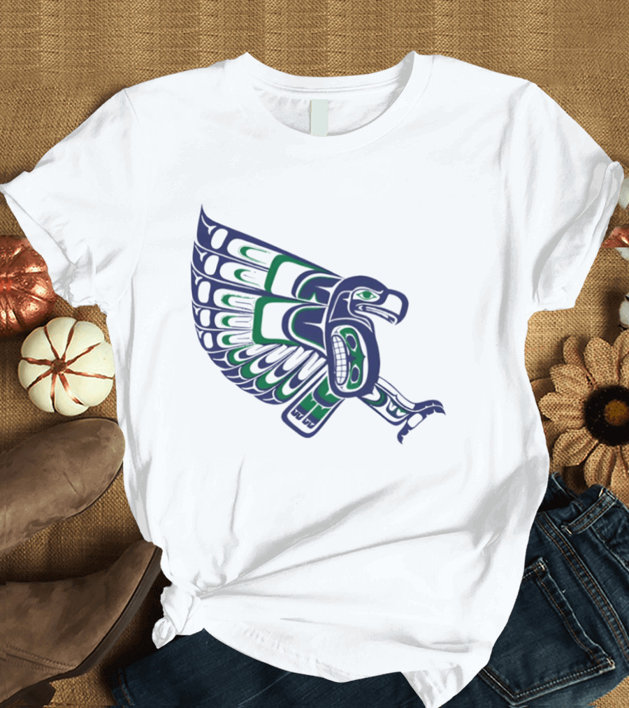 Seattle Football Native American Inspired Hawk Bird Wing T-Shirt