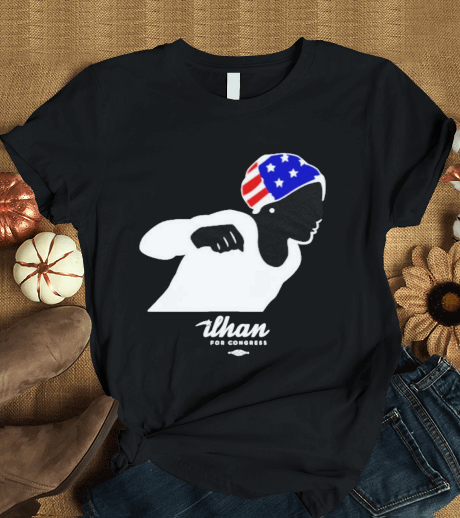 Ilhan For Congress Patriotic Runner Icon Don't Let Bullies Win T-Shirt