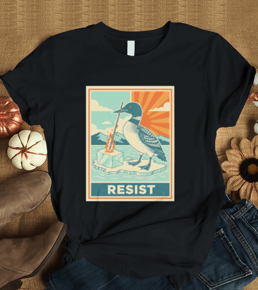 Loon Resist Climate Change Minnesota ICE Nature Conservation T-Shirt