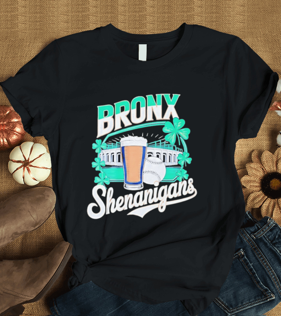 Bronx Shenanigans Beer Baseball Stadium Clover St Patricks Day 2026 T-Shirt