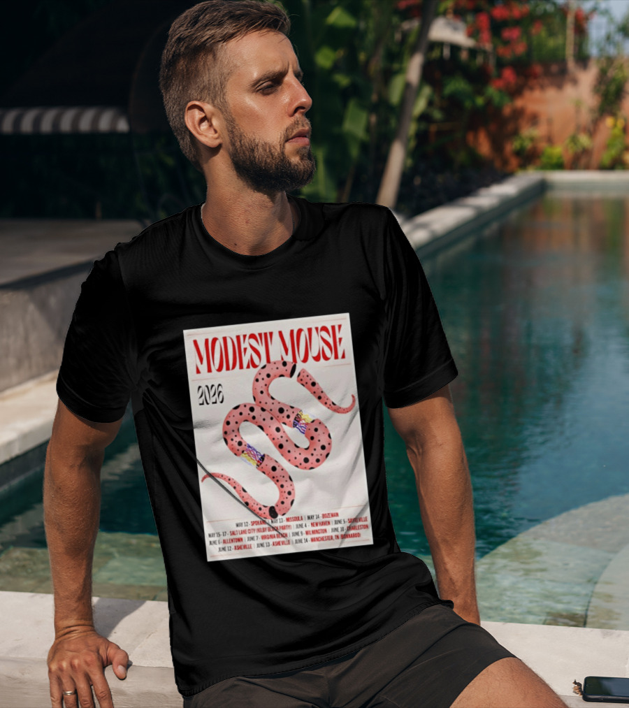 Modest Mouse Tour 2026 Spokane Missoula Bozeman Asheville Salt Lake City Sayreville Virginia Beach Wilmington Manchester T-Shirt