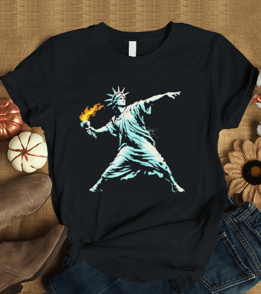 Statue Of Liberty Molotov Flower Thrower Street T-Shirt