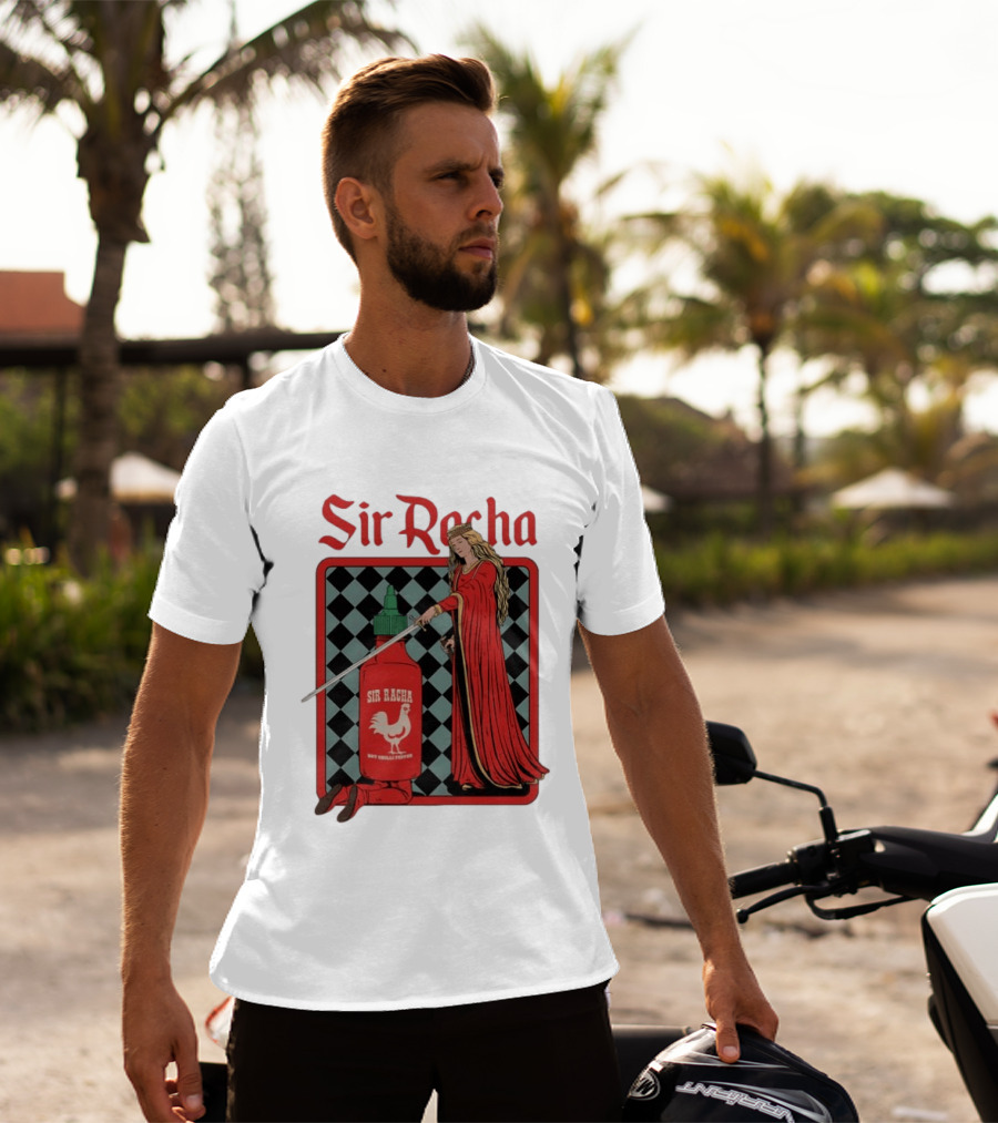 Sir Racha Hot Chilli Pepper Sauce Medieval Knight And Lady T-Shirt