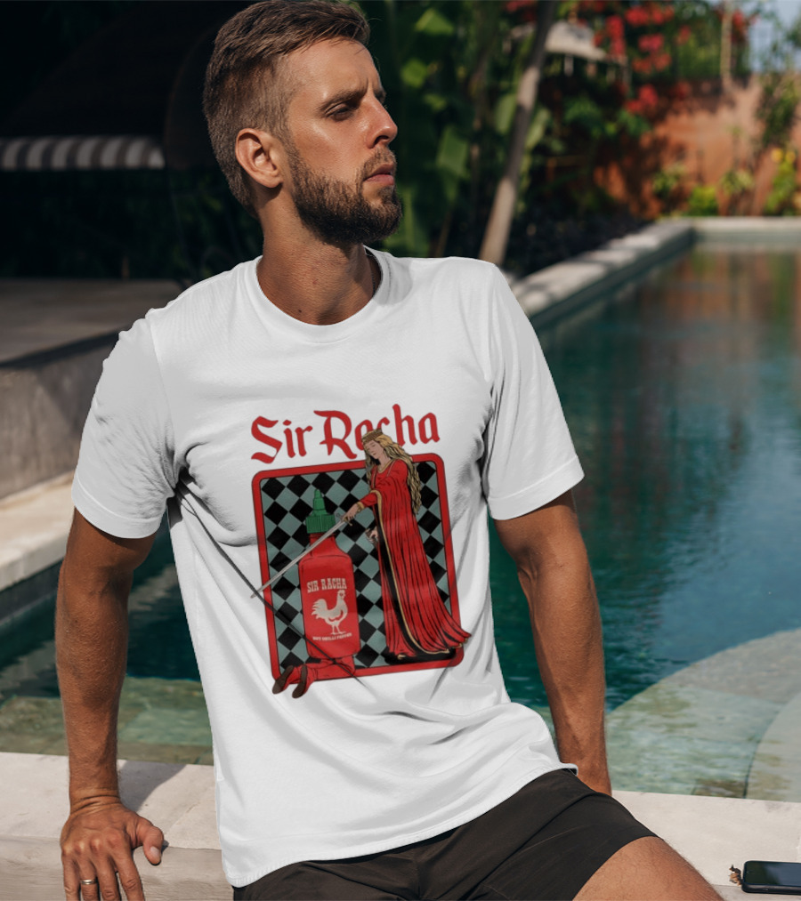 Sir Racha Hot Chilli Pepper Sauce Medieval Knight And Lady T-Shirt