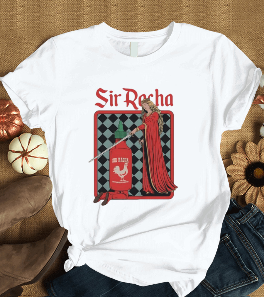 Sir Racha Hot Chilli Pepper Sauce Medieval Knight And Lady T-Shirt