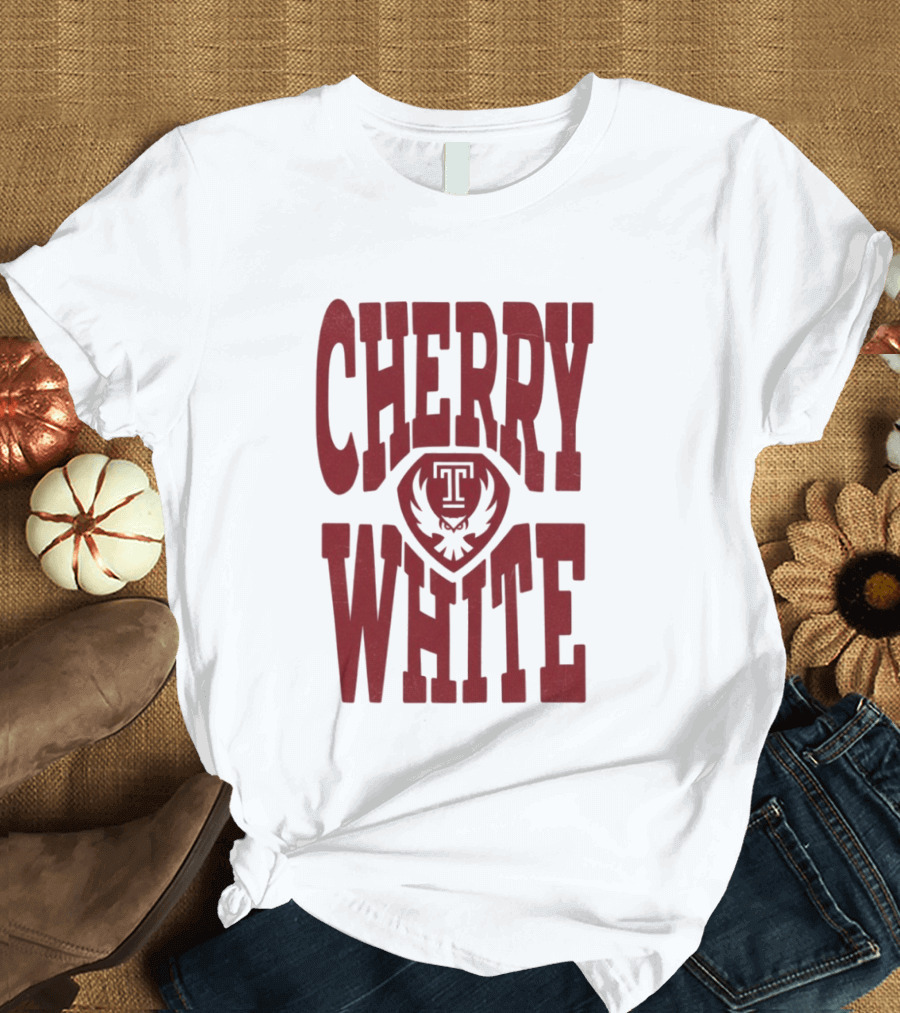 Temple Owls Cherry White T T-Shirt