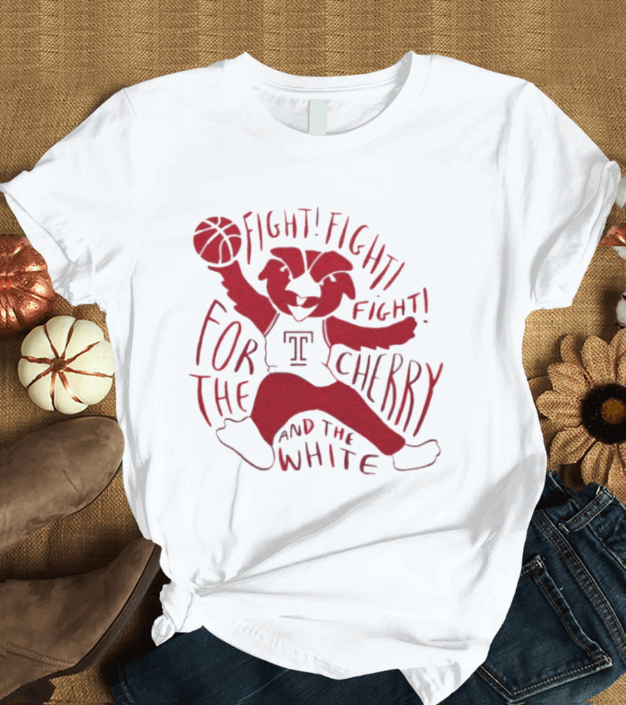 Temple Owls Mascot Fight For The Cherry And The White T-Shirt