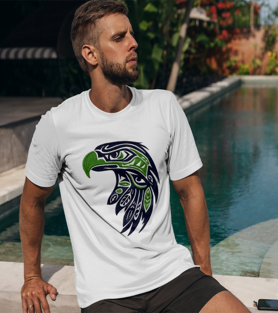 Seattle Seahawks Native American Tribal Art Eagle Head T-Shirt