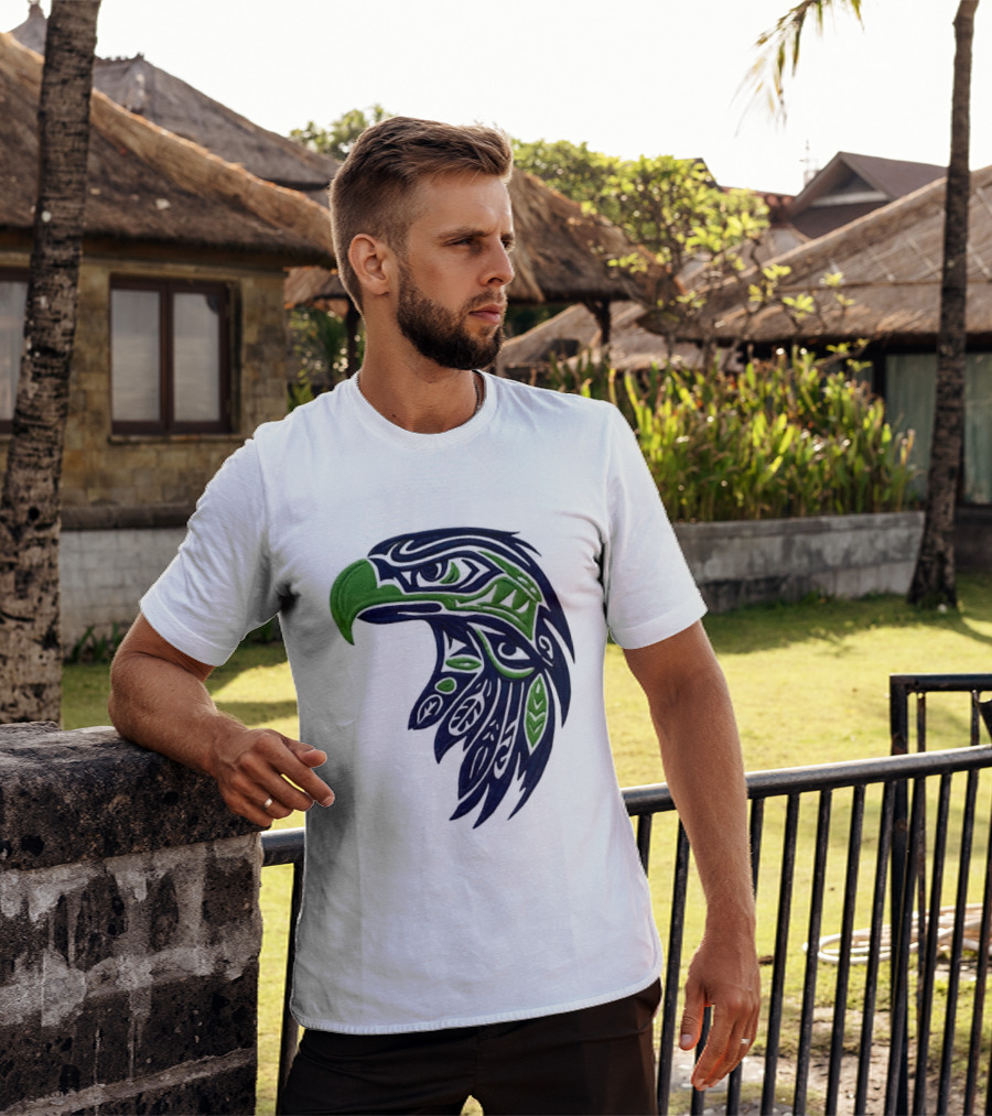 Seattle Seahawks Native American Tribal Art Eagle Head T-Shirt