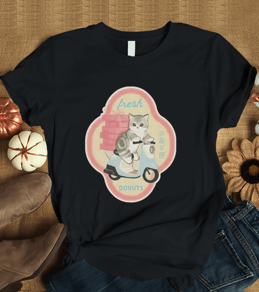 Fresh Cat Mofusand Donuts Delivery Scooter Japan T-Shirt