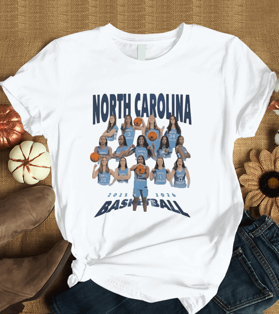North Carolina Tar Heels Basketball 2025 2026 Team Players T-Shirt