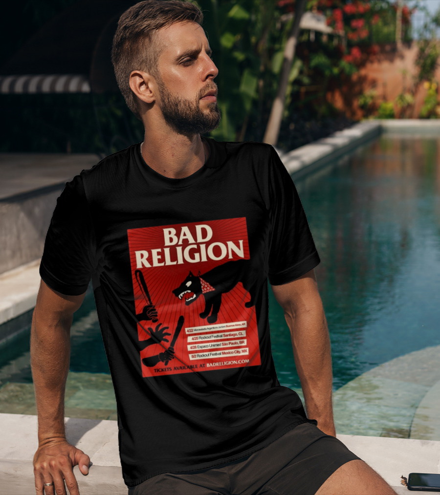 Bad Religion Tour 2026 Latin America Dates Buenos Aires Santiago São Paulo Mexico City T-Shirt