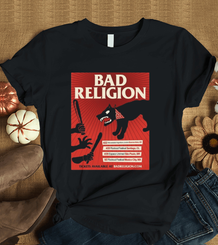 Bad Religion Tour 2026 Latin America Dates Buenos Aires Santiago São Paulo Mexico City T-Shirt