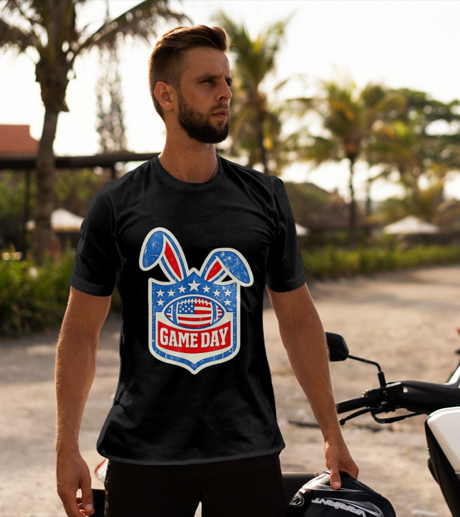 Easter Football Game Day American Bad Bunny Stars Stripes T-Shirt