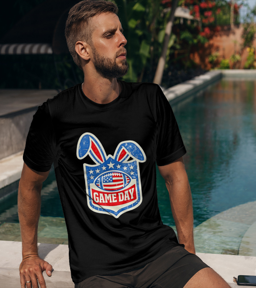 Easter Football Game Day American Bad Bunny Stars Stripes T-Shirt