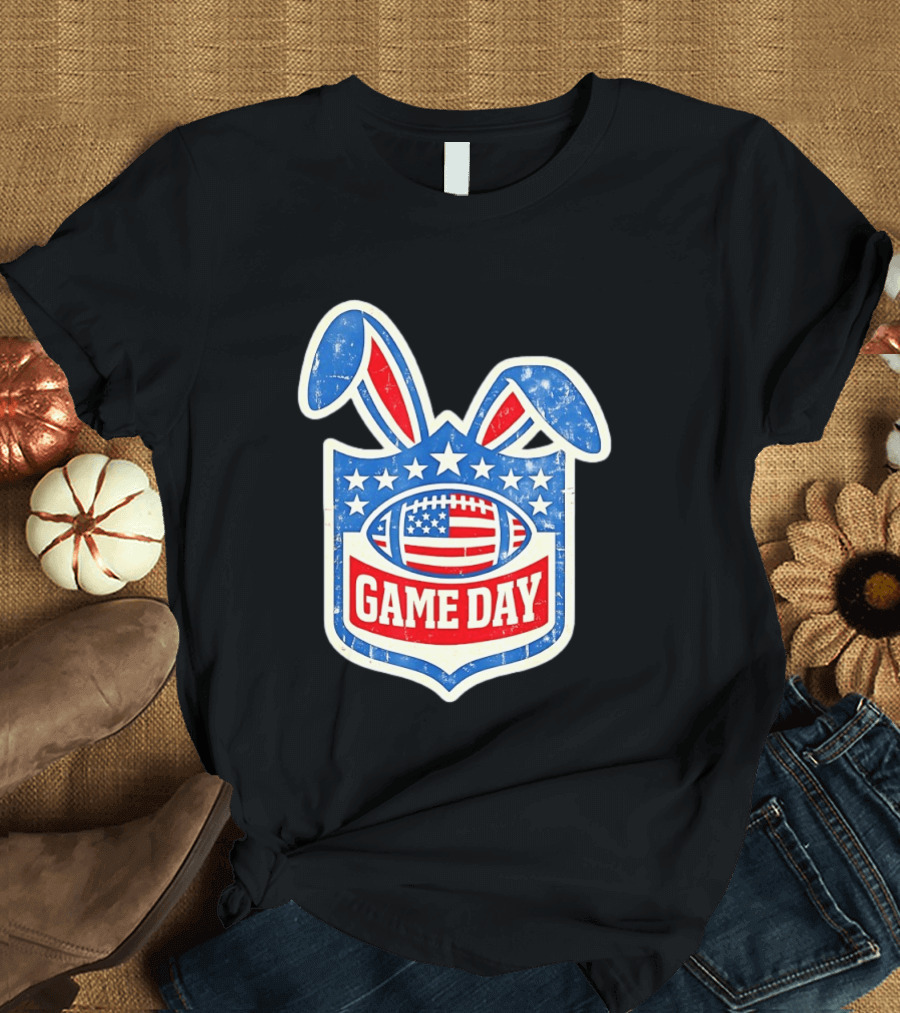 Easter Football Game Day American Bad Bunny Stars Stripes T-Shirt