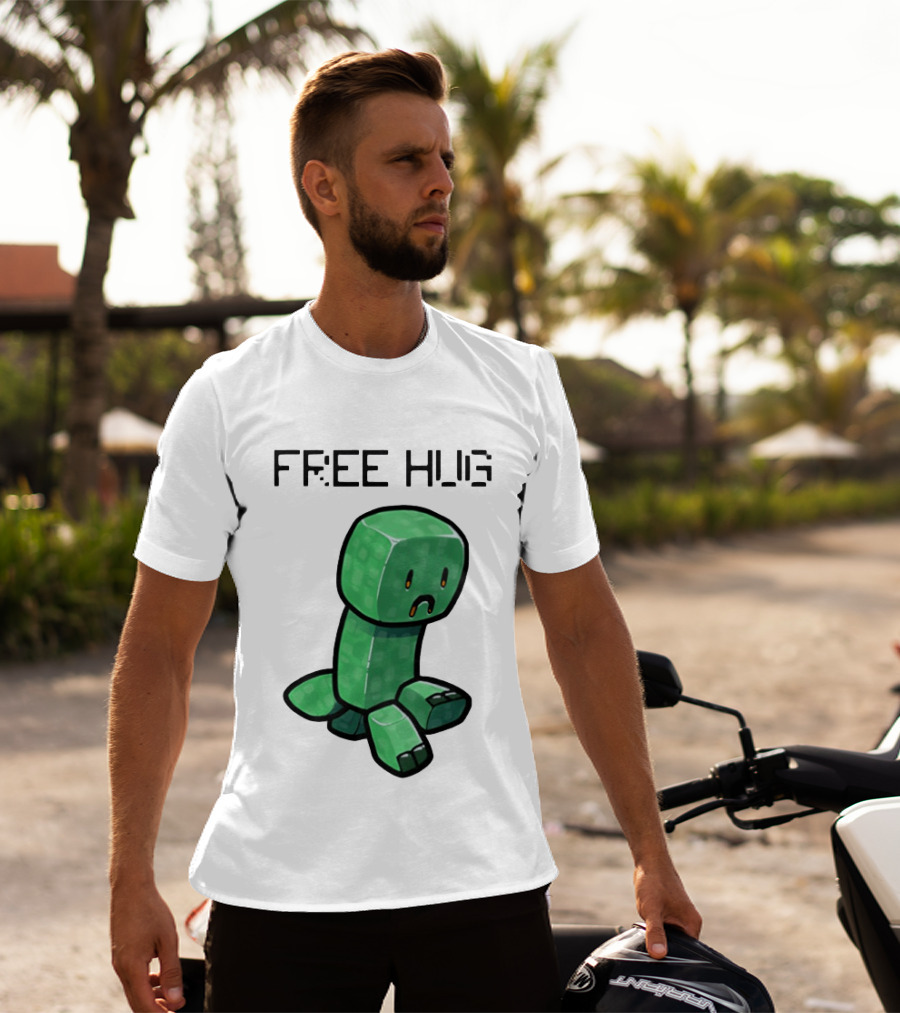 Sad Creeper Free Hug Pixel Art Fandom Humor T-Shirt