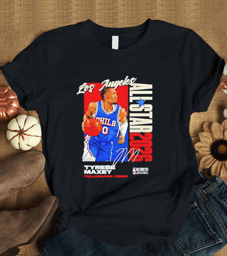 Los Angeles All Star 2026 Tyrese Maxey Philadelphia 76ers NBA Player T-Shirt