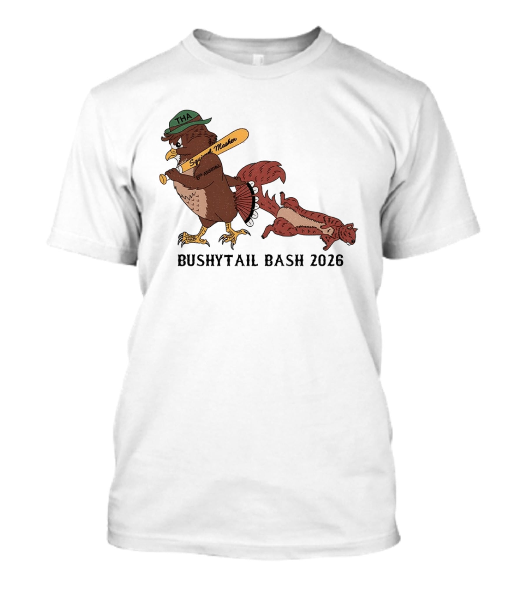 Bushytail Bash 2026 THA Squirrel Masher Owl Baseball T-Shirt