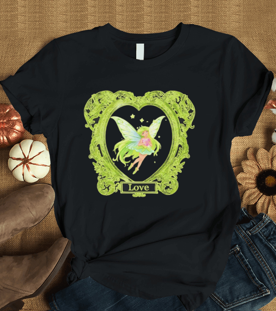 Love Angel Fairy In Ornate Heart Frame T-Shirt