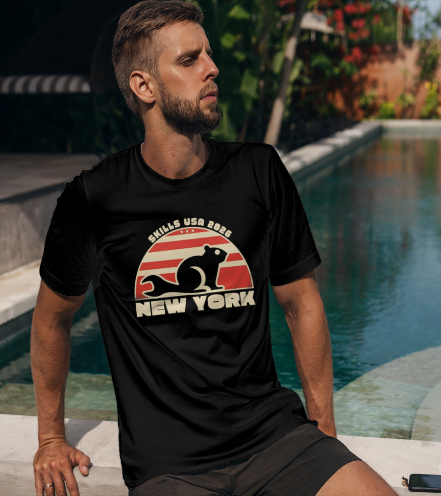 Skills USA 2026 New York Patriotic Beaver Flag T-Shirt