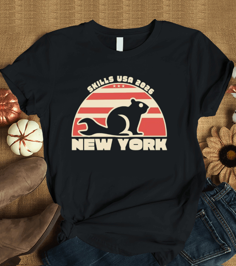 Skills USA 2026 New York Patriotic Beaver Flag T-Shirt