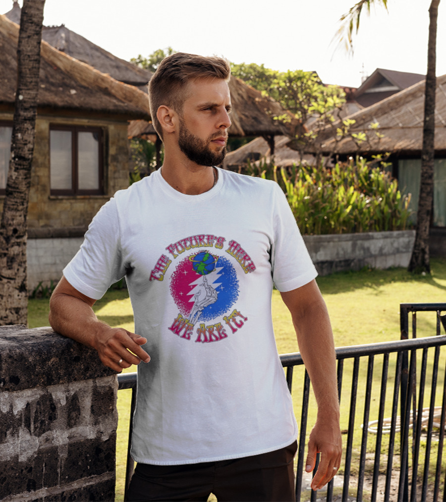 Grateful Dead Skeleton Future's Here We Are It Earth Lightning Bolt T-Shirt