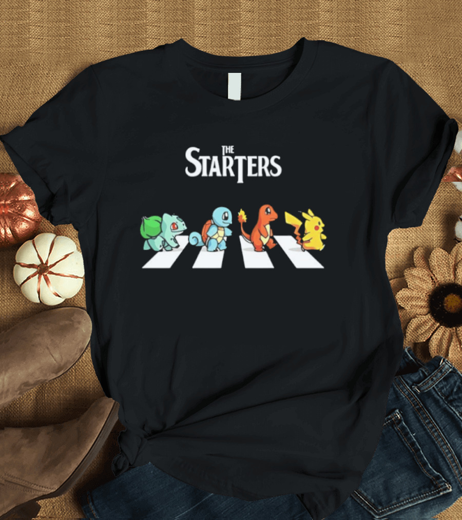 The Starters Pokemon Characters Walking Abbey Road T-Shirt