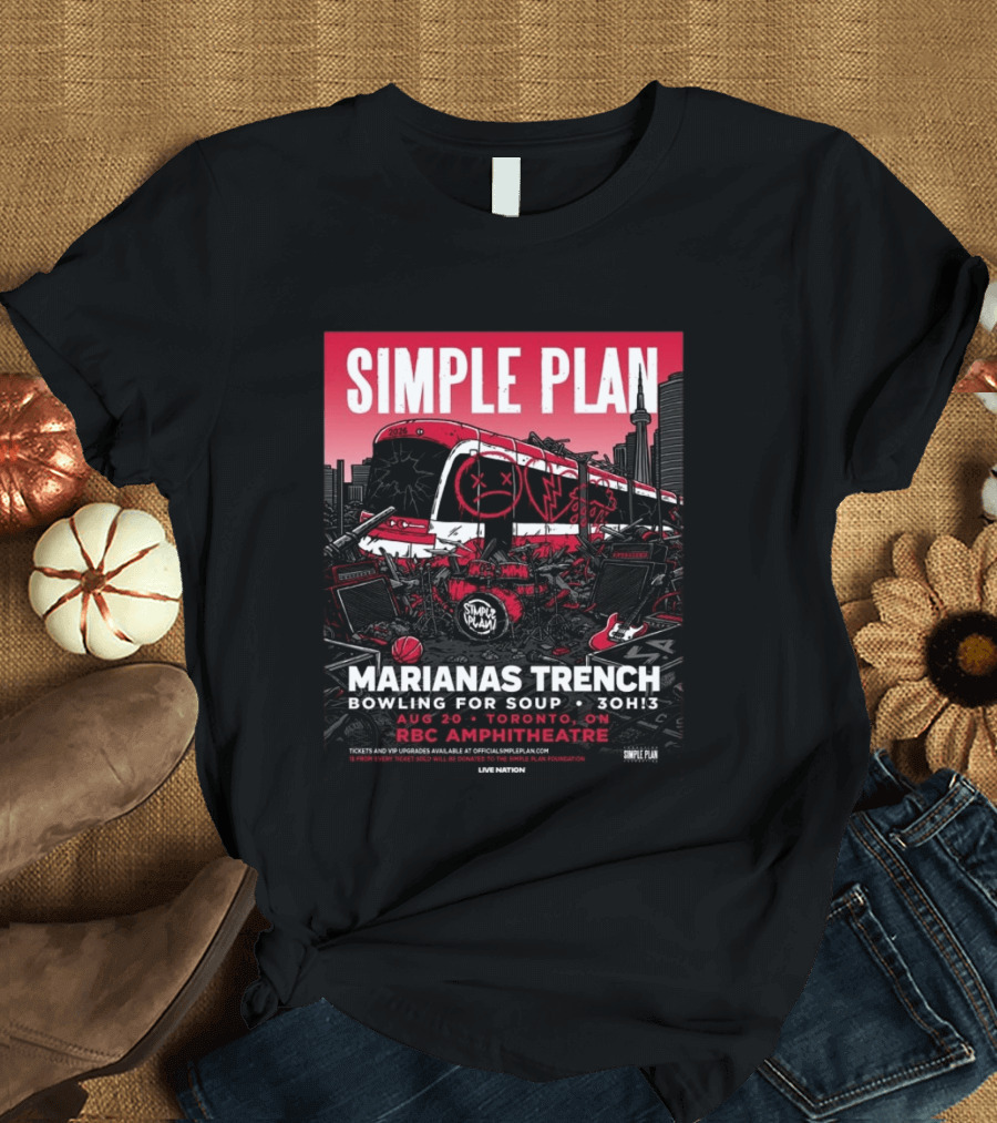 Simple Plan Marianas Trench Bowling For Soup 3OH!3 2026 Toronto RBC Amphitheatre August 20 T-Shirt