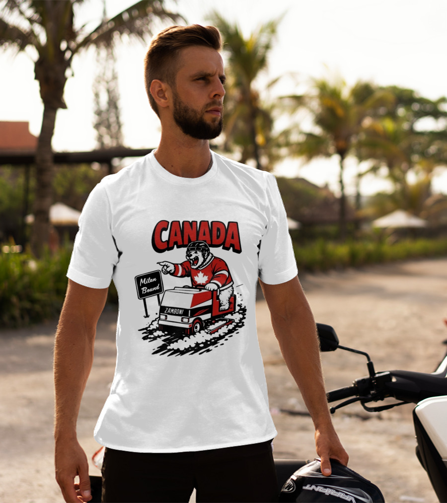 Canada Hockey Polar Bear Zamboni Milan Bound Winter Sports T-Shirt