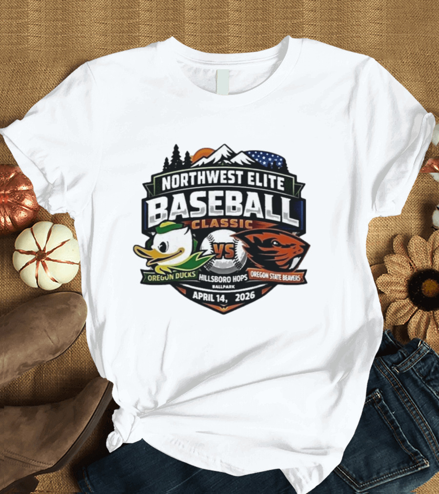 Northwest Elite Baseball Classic Oregon Ducks Vs Oregon State Beavers Hillsboro Hops Ballpark April 14 2026 T-Shirt