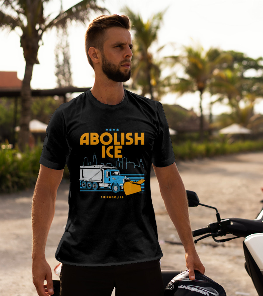 Abolish Ice Chicago ILL Snowplow Benefit Truck Skyline T-Shirt