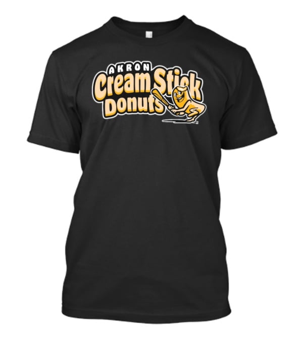 Akron Cream Stick Donuts Baseball Batter Cartoon T-Shirt