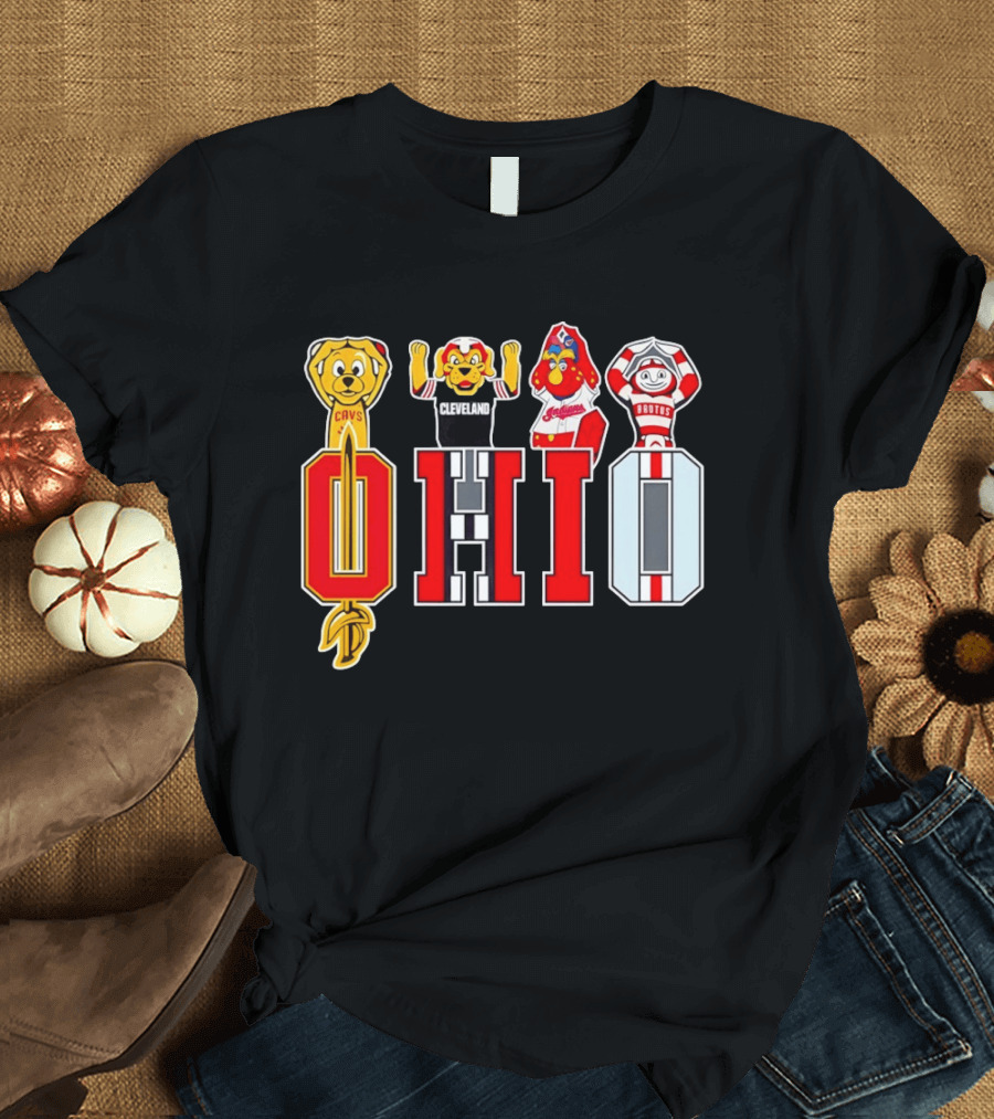 Ohio Sports Teams Cavaliers Browns Buckeyes Cardinals Logos T-Shirt